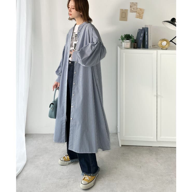 着方自在でロングシーズン活躍◎柄アソートバンドカラービッグシャツワンピ | Classical Elf  | 詳細画像30 