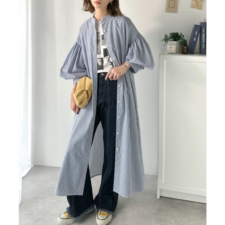 着方自在でロングシーズン活躍◎柄アソートバンドカラービッグシャツワンピ | Classical Elf  | 詳細画像31 