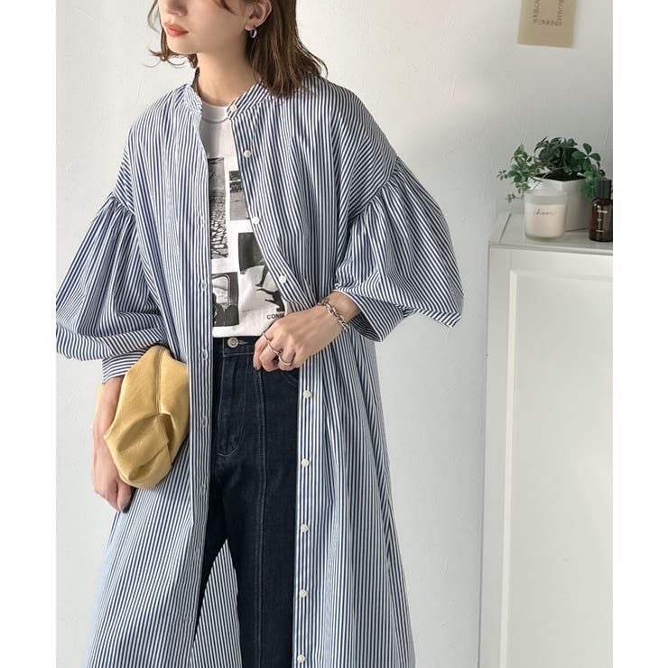 着方自在でロングシーズン活躍◎柄アソートバンドカラービッグシャツワンピ | Classical Elf  | 詳細画像32 