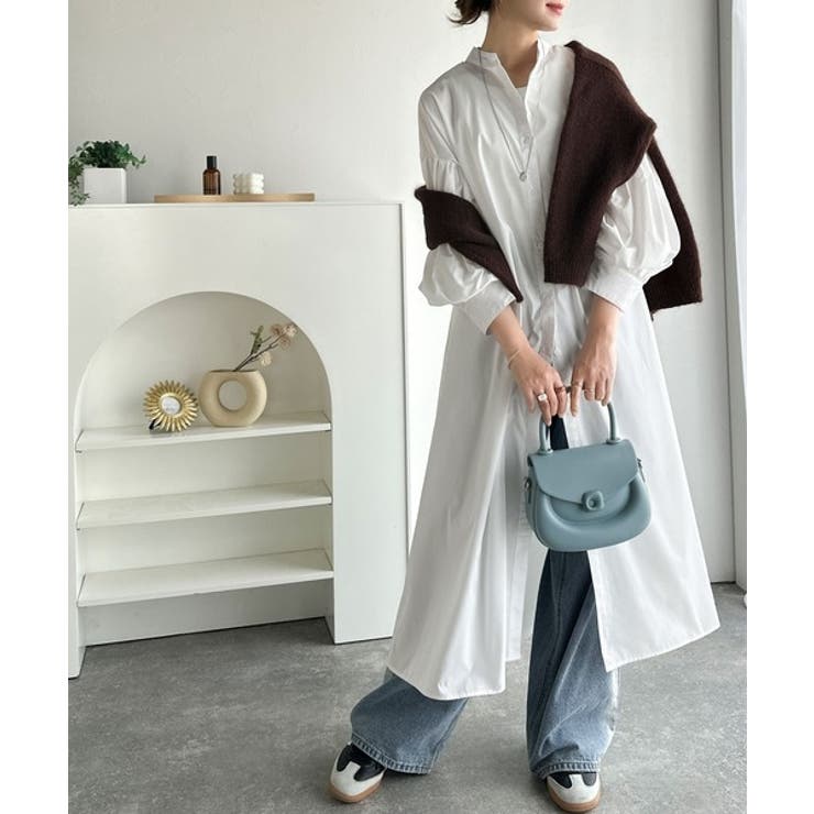 着方自在でロングシーズン活躍◎柄アソートバンドカラービッグシャツワンピ | Classical Elf  | 詳細画像2 