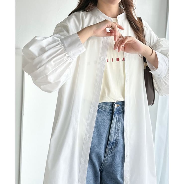 着方自在でロングシーズン活躍◎柄アソートバンドカラービッグシャツワンピ | Classical Elf  | 詳細画像4 