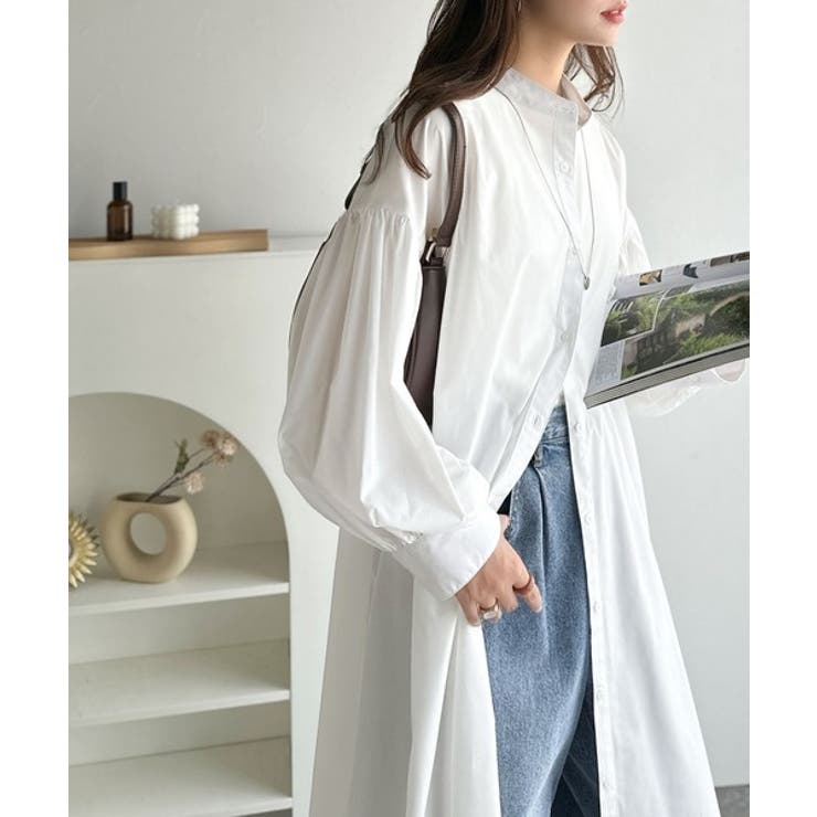 着方自在でロングシーズン活躍◎柄アソートバンドカラービッグシャツワンピ | Classical Elf  | 詳細画像5 