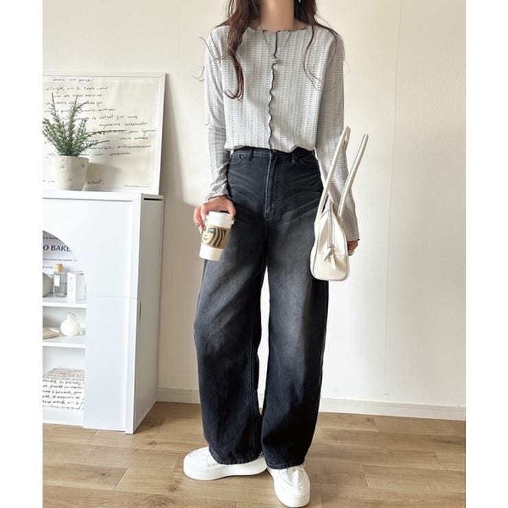 ほんのり色っぽ。透かし編みセンターメロウフレアスリーブトップスカットソー(長袖) | Classical Elf  | 詳細画像22 