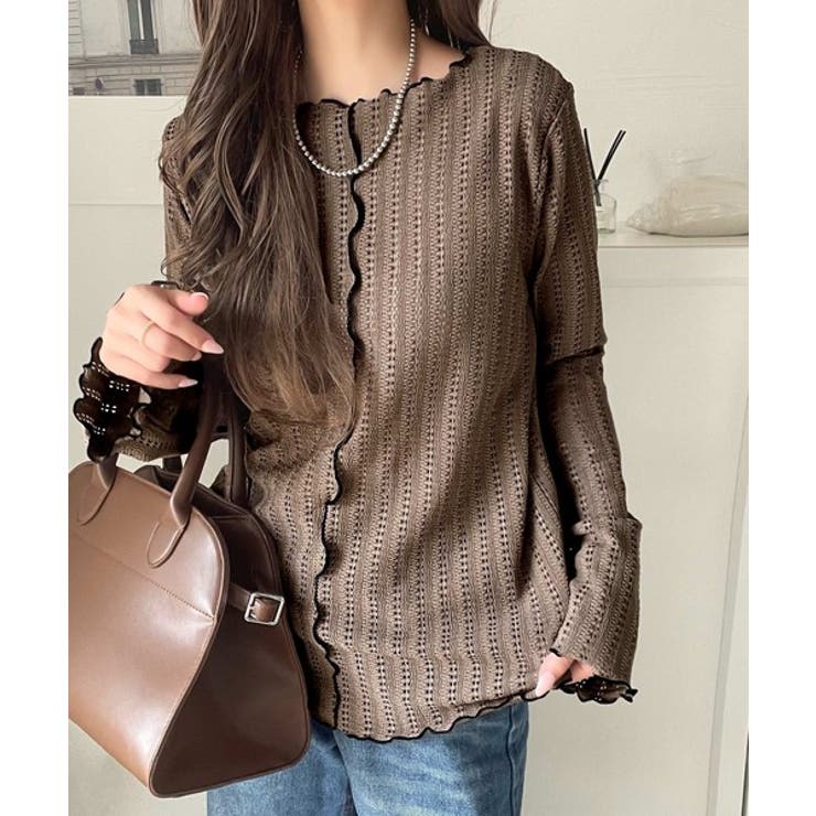 ほんのり色っぽ。透かし編みセンターメロウフレアスリーブトップスカットソー(長袖) | Classical Elf  | 詳細画像28 