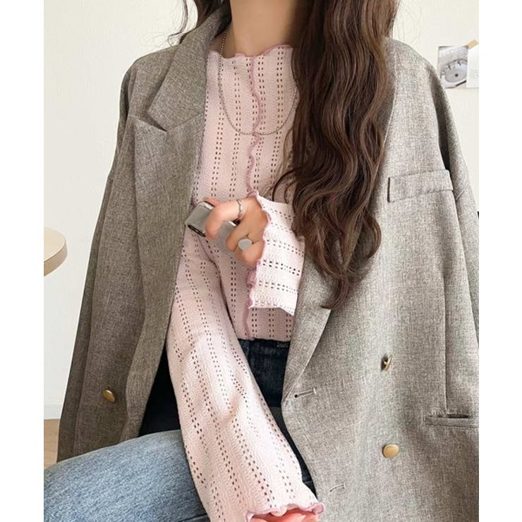 ほんのり色っぽ。透かし編みセンターメロウフレアスリーブトップスカットソー(長袖) | Classical Elf  | 詳細画像34 