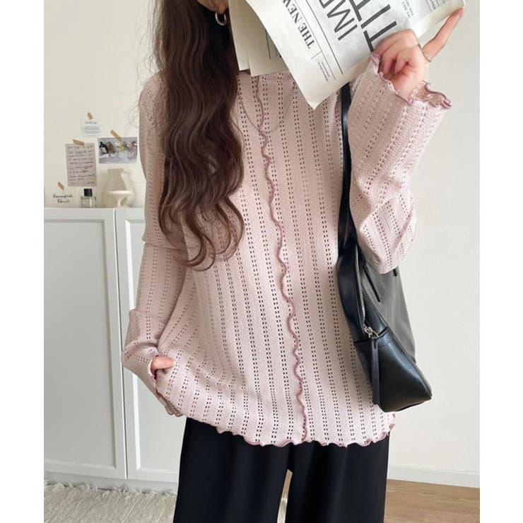 ほんのり色っぽ。透かし編みセンターメロウフレアスリーブトップスカットソー(長袖) | Classical Elf  | 詳細画像35 