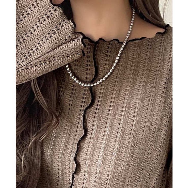 ほんのり色っぽ。透かし編みセンターメロウフレアスリーブトップスカットソー(長袖) | Classical Elf  | 詳細画像37 