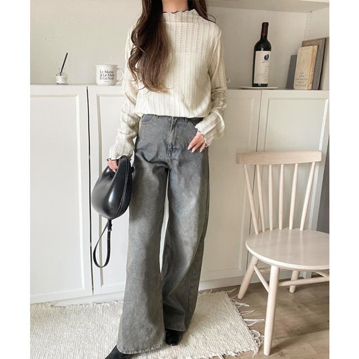 肌見せしすぎず、ほんのり色っぽ。プチハイネック透かし編みメロウトップス（長袖） | Classical Elf  | 詳細画像7 