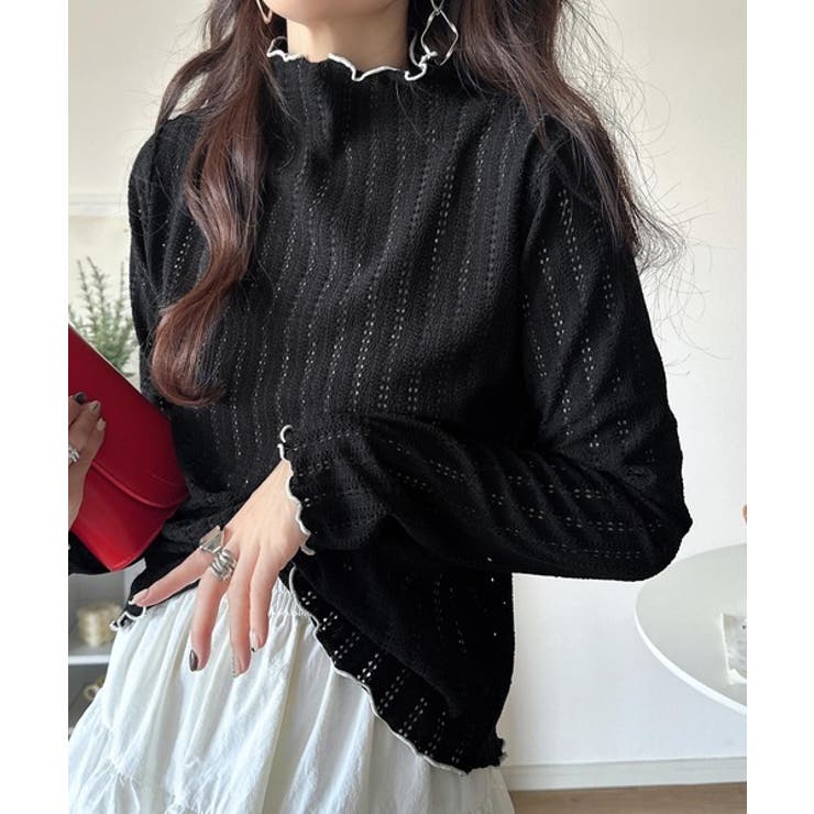 肌見せしすぎず、ほんのり色っぽ。プチハイネック透かし編みメロウトップス（長袖） | Classical Elf  | 詳細画像12 