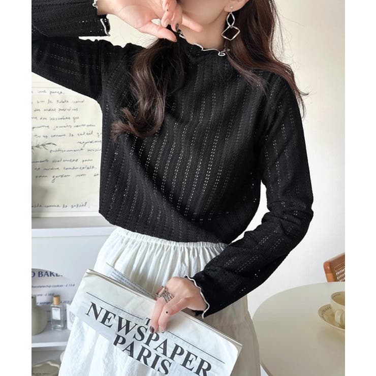 肌見せしすぎず、ほんのり色っぽ。プチハイネック透かし編みメロウトップス（長袖） | Classical Elf  | 詳細画像13 