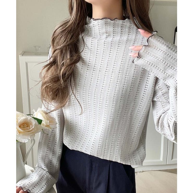 肌見せしすぎず、ほんのり色っぽ。プチハイネック透かし編みメロウトップス（長袖） | Classical Elf  | 詳細画像18 