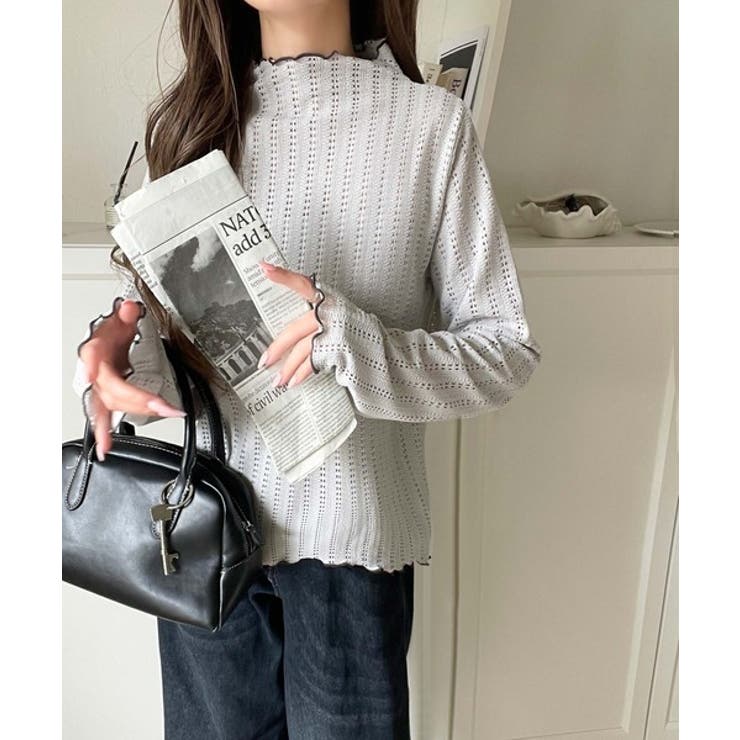 肌見せしすぎず、ほんのり色っぽ。プチハイネック透かし編みメロウトップス（長袖） | Classical Elf  | 詳細画像21 