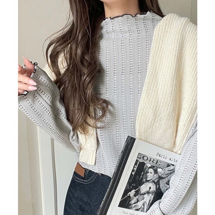 肌見せしすぎず、ほんのり色っぽ。プチハイネック透かし編みメロウトップス（長袖） | Classical Elf  | 詳細画像22 