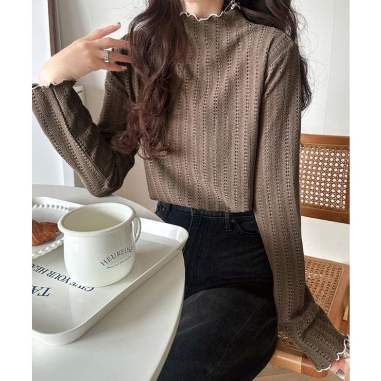 肌見せしすぎず、ほんのり色っぽ。プチハイネック透かし編みメロウトップス（長袖） | Classical Elf  | 詳細画像24 