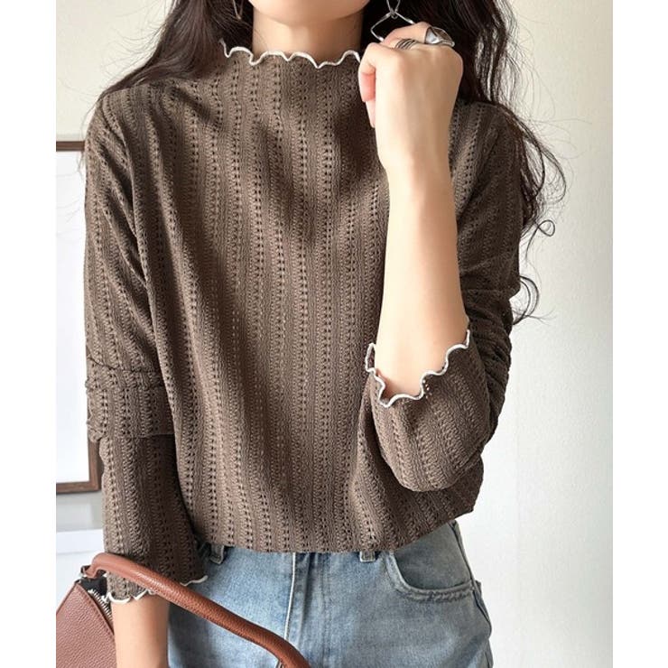 肌見せしすぎず、ほんのり色っぽ。プチハイネック透かし編みメロウトップス（長袖） | Classical Elf  | 詳細画像25 