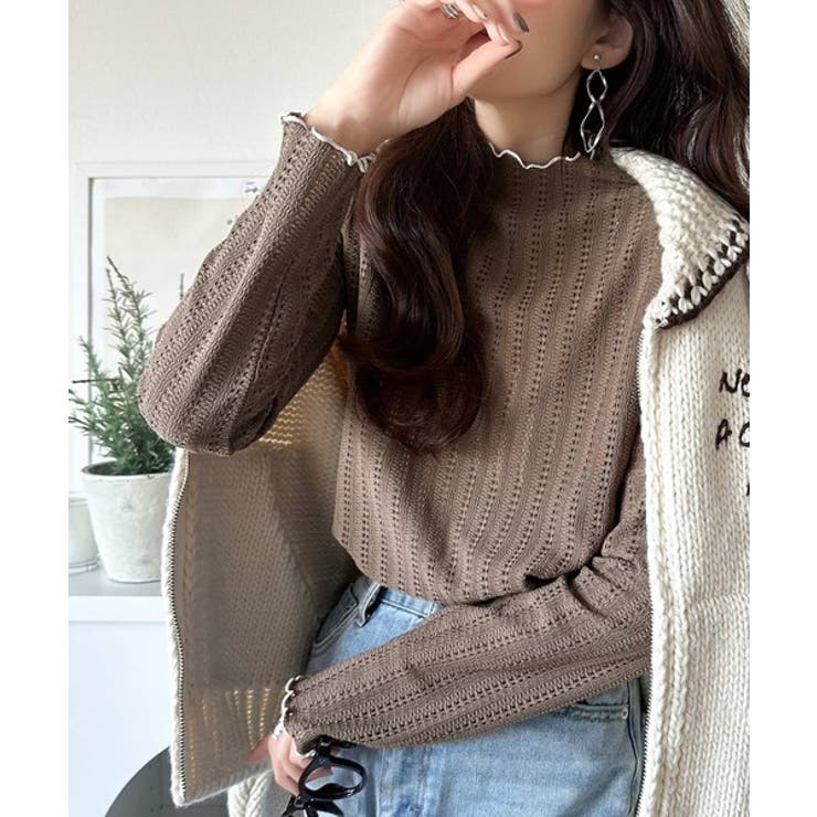 肌見せしすぎず、ほんのり色っぽ。プチハイネック透かし編みメロウトップス（長袖） | Classical Elf  | 詳細画像27 