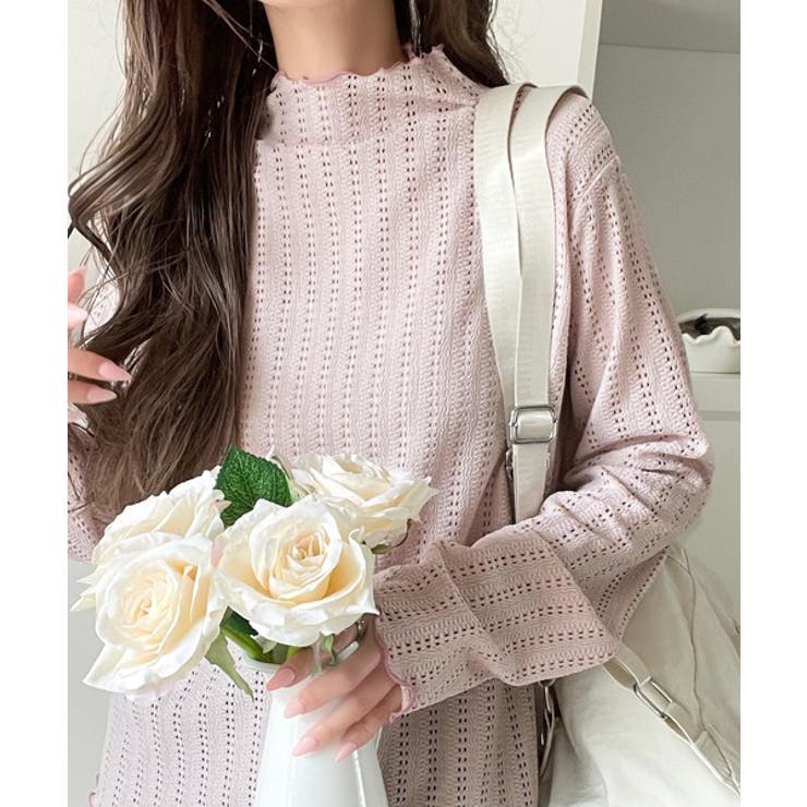 肌見せしすぎず、ほんのり色っぽ。プチハイネック透かし編みメロウトップス（長袖） | Classical Elf  | 詳細画像37 