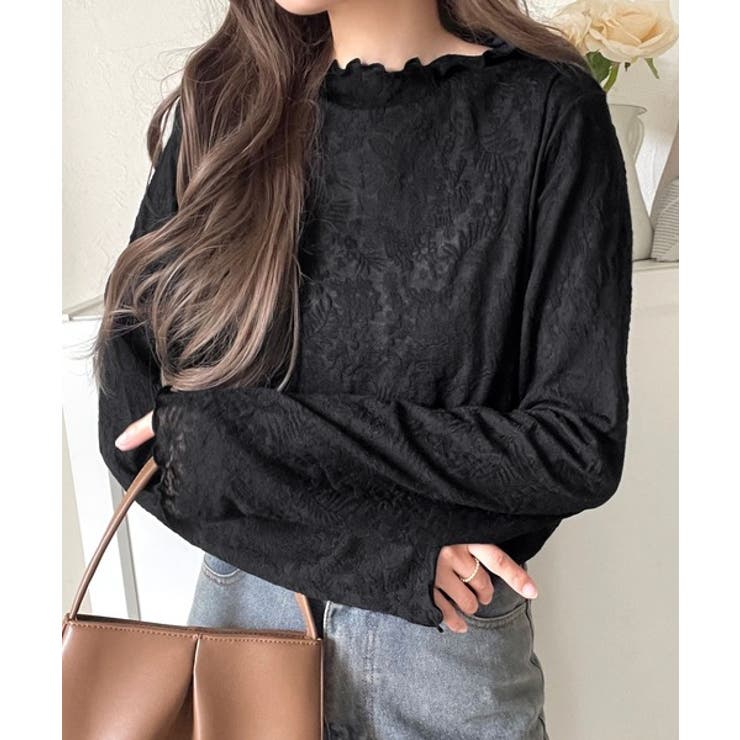 透け感で魅せる、秋の上品レイヤード。プチハイネック花柄レースメロウトップス | Classical Elf  | 詳細画像13 