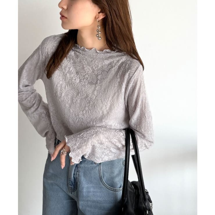 透け感で魅せる、秋の上品レイヤード。プチハイネック花柄レースメロウトップス | Classical Elf  | 詳細画像21 