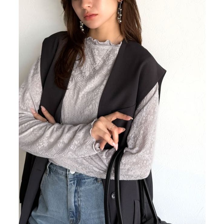 透け感で魅せる、秋の上品レイヤード。プチハイネック花柄レースメロウトップス | Classical Elf  | 詳細画像22 