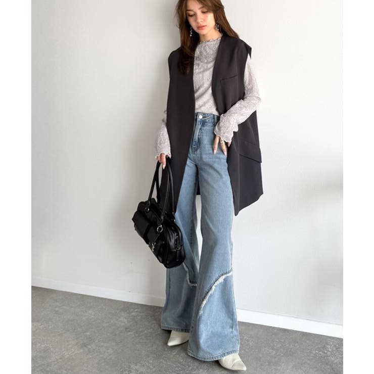 透け感で魅せる、秋の上品レイヤード。プチハイネック花柄レースメロウトップス | Classical Elf  | 詳細画像25 