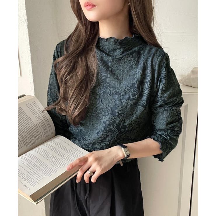 透け感で魅せる、秋の上品レイヤード。プチハイネック花柄レースメロウトップス | Classical Elf  | 詳細画像28 