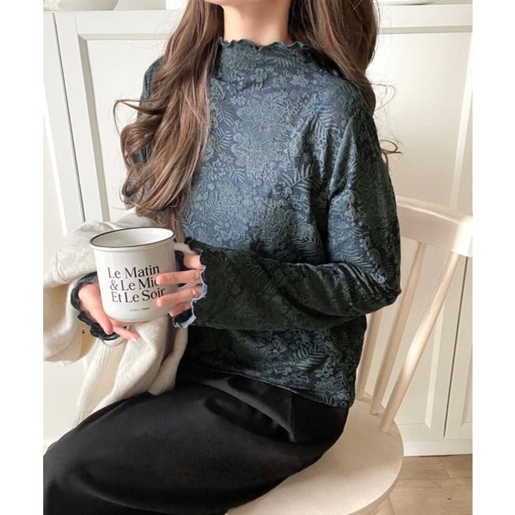 透け感で魅せる、秋の上品レイヤード。プチハイネック花柄レースメロウトップス | Classical Elf  | 詳細画像31 