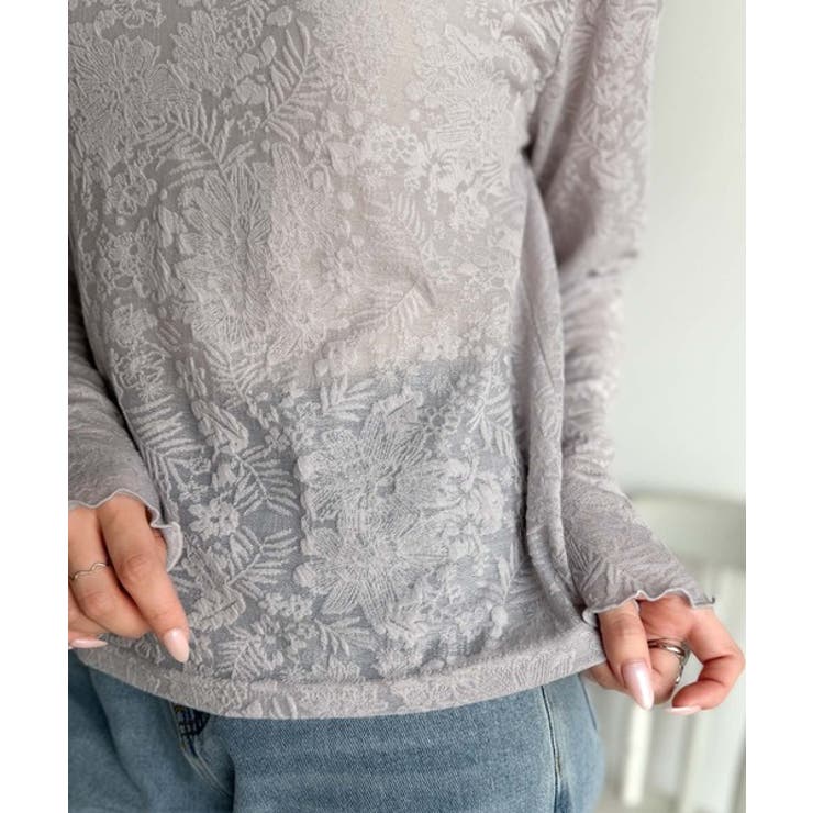 透け感で魅せる、秋の上品レイヤード。プチハイネック花柄レースメロウトップス | Classical Elf  | 詳細画像34 