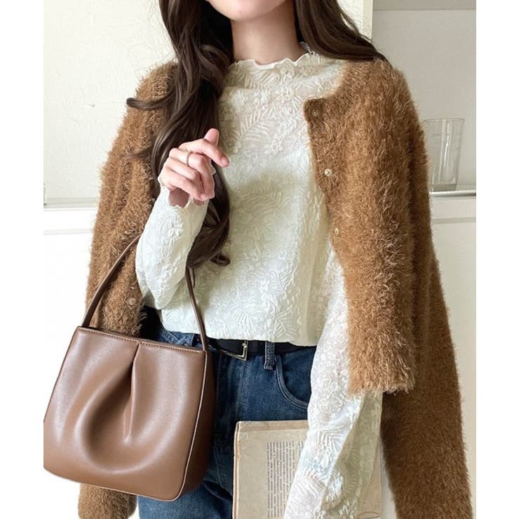 透け感で魅せる、秋の上品レイヤード。プチハイネック花柄レースメロウトップス | Classical Elf  | 詳細画像3 