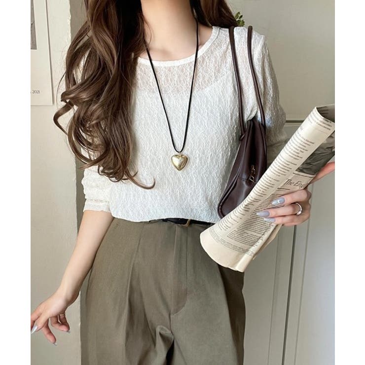 ほどよい透け感が大人上品。総柄シアーレーストップス(長袖) | Classical Elf  | 詳細画像6 