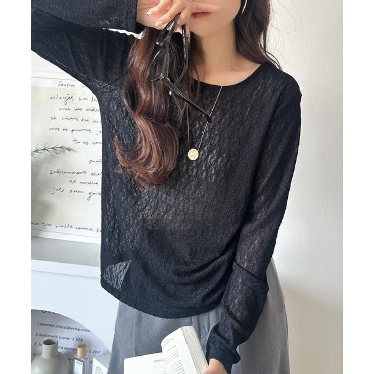 ほどよい透け感が大人上品。総柄シアーレーストップス(長袖) | Classical Elf  | 詳細画像10 