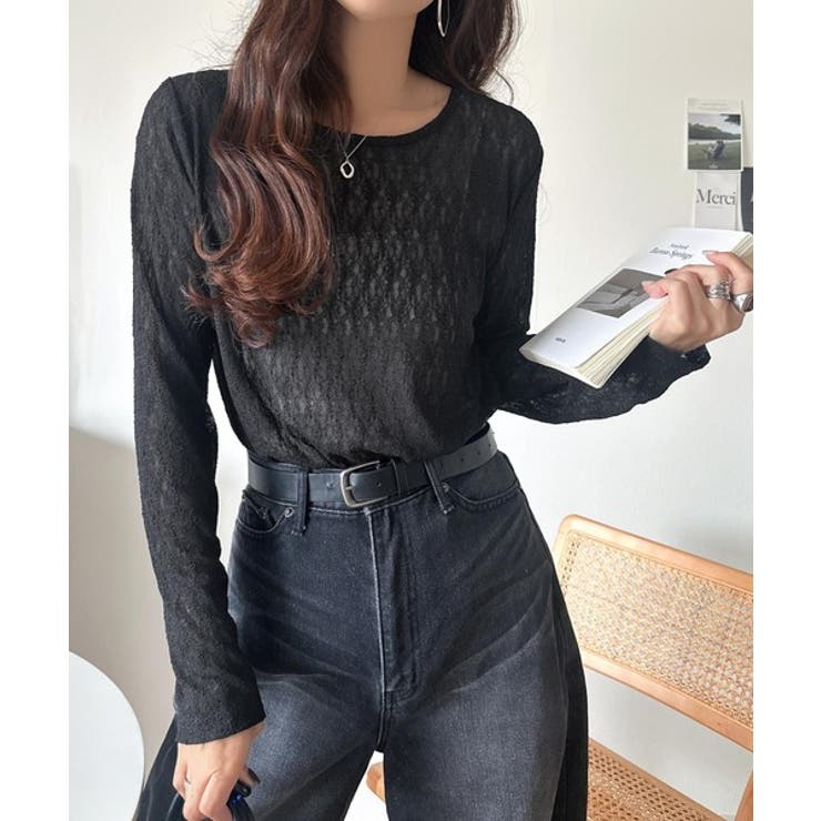 ほどよい透け感が大人上品。総柄シアーレーストップス(長袖) | Classical Elf  | 詳細画像11 