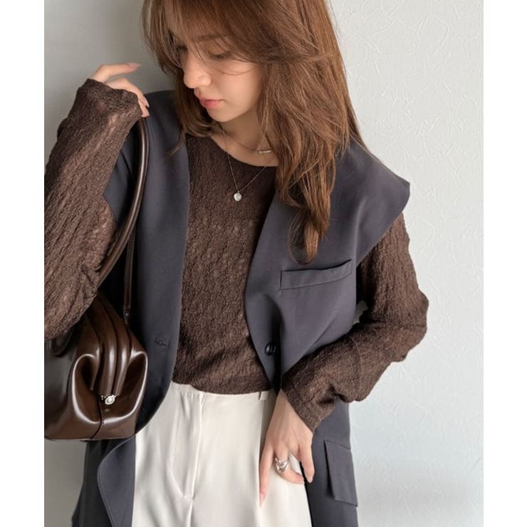 ほどよい透け感が大人上品。総柄シアーレーストップス(長袖) | Classical Elf  | 詳細画像22 