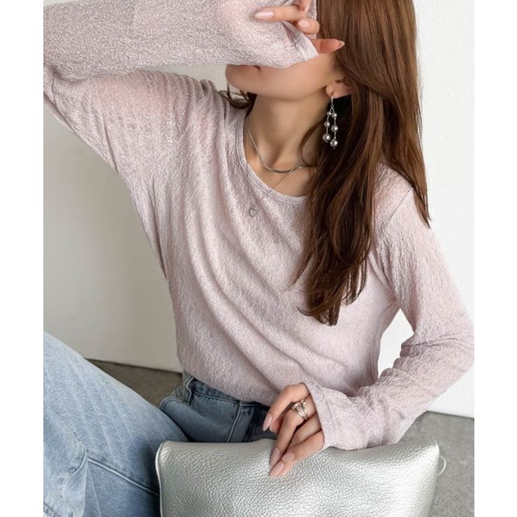 ほどよい透け感が大人上品。総柄シアーレーストップス(長袖) | Classical Elf  | 詳細画像25 