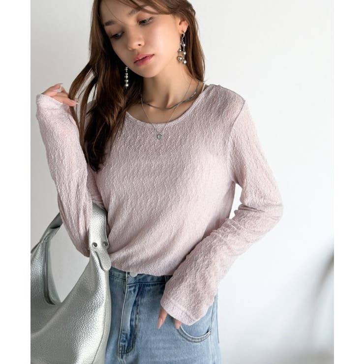 ほどよい透け感が大人上品。総柄シアーレーストップス(長袖) | Classical Elf  | 詳細画像26 