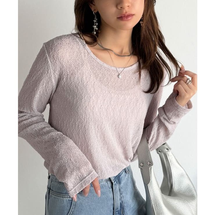 ほどよい透け感が大人上品。総柄シアーレーストップス(長袖) | Classical Elf  | 詳細画像28 