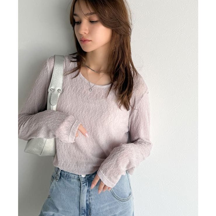 ほどよい透け感が大人上品。総柄シアーレーストップス(長袖) | Classical Elf  | 詳細画像29 