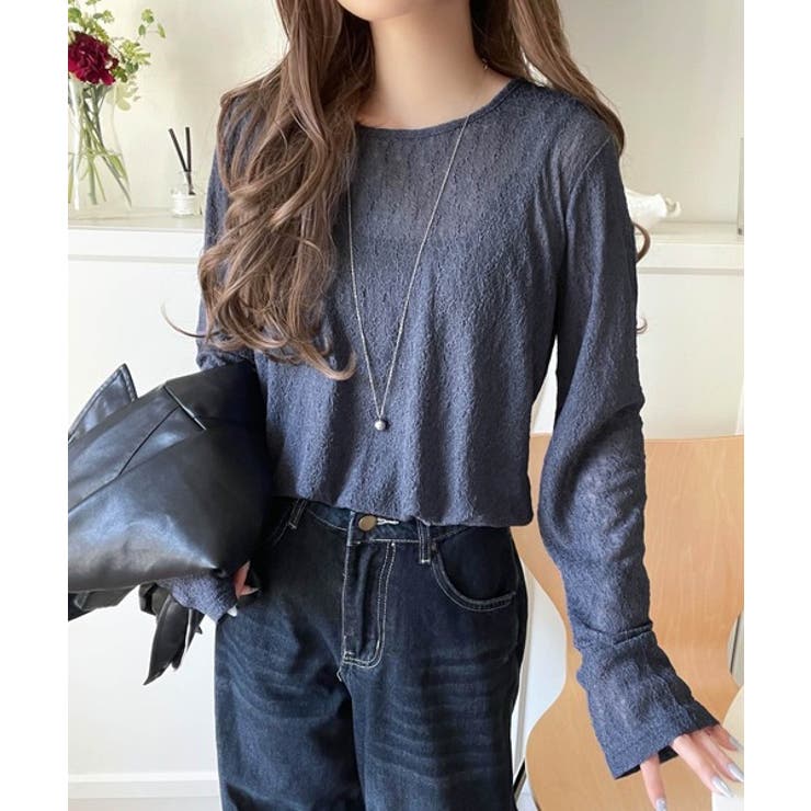 ほどよい透け感が大人上品。総柄シアーレーストップス(長袖) | Classical Elf  | 詳細画像32 