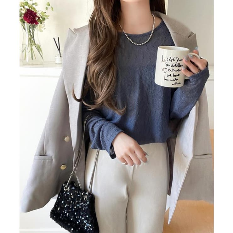 ほどよい透け感が大人上品。総柄シアーレーストップス(長袖) | Classical Elf  | 詳細画像34 