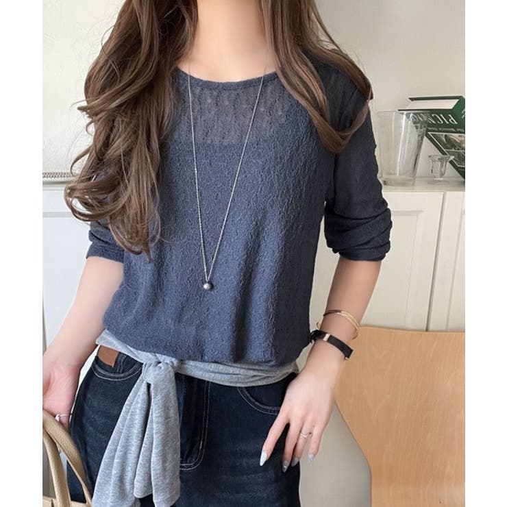 ほどよい透け感が大人上品。総柄シアーレーストップス(長袖) | Classical Elf  | 詳細画像35 