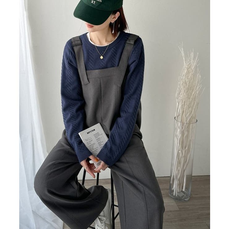 チャコール | 高見え大人サロペット。サイドポケットデザインハイウエストサロペット | Classical Elf 