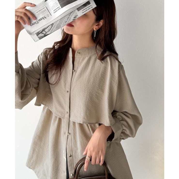 揺れるケープで魅せる、大人の上品スタイル。ペプラムケープシャツ（長袖） | Classical Elf  | 詳細画像14 