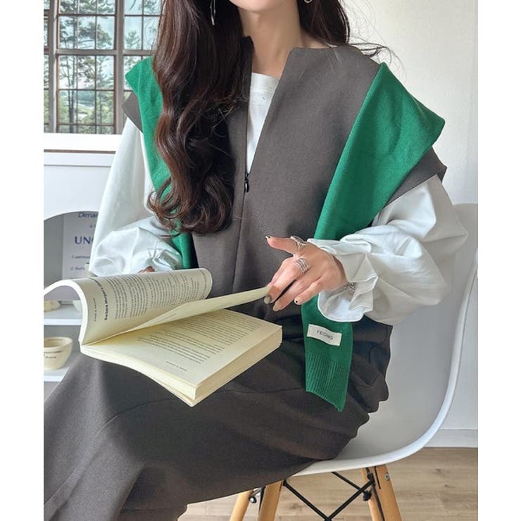 シンプルだけど、襟元に大人の抜け感。ハーフジップオールインワン | Classical Elf  | 詳細画像8 