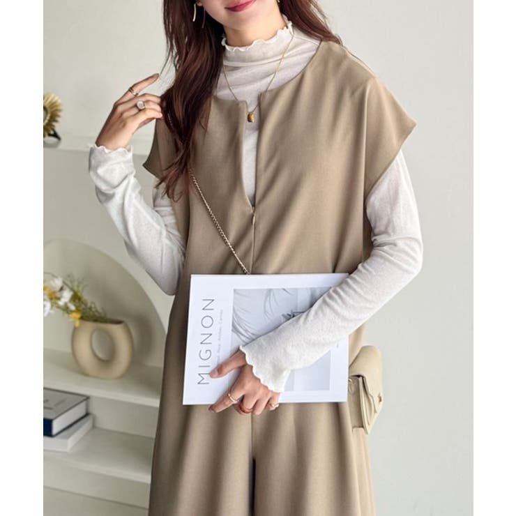 シンプルだけど、襟元に大人の抜け感。ハーフジップオールインワン | Classical Elf  | 詳細画像26 