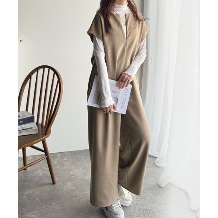 シンプルだけど、襟元に大人の抜け感。ハーフジップオールインワン | Classical Elf  | 詳細画像27 