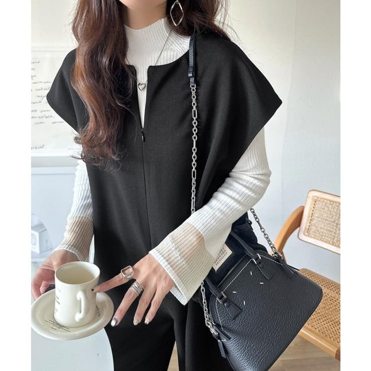 シンプルだけど、襟元に大人の抜け感。ハーフジップオールインワン | Classical Elf  | 詳細画像5 