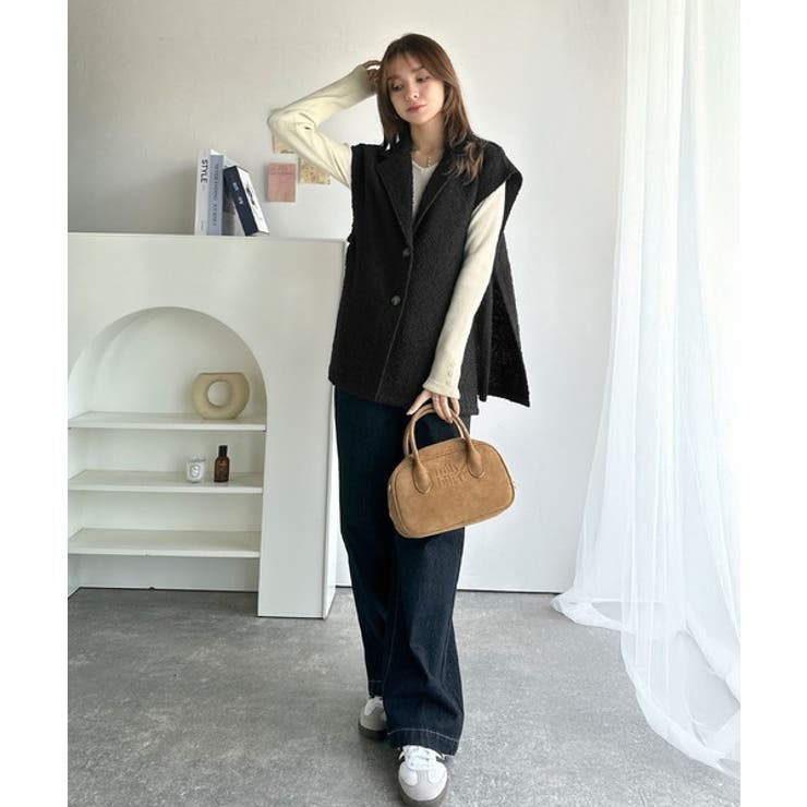 シンプルで洗練された大人の雰囲気を演出。サイドベルトブークレシングルジレベスト | Classical Elf  | 詳細画像11 