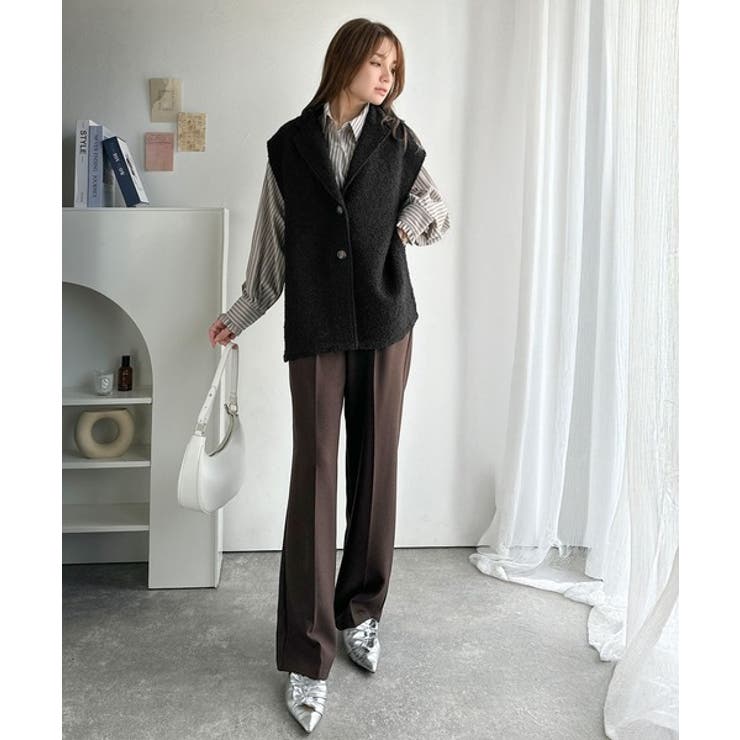 シンプルで洗練された大人の雰囲気を演出。サイドベルトブークレシングルジレベスト | Classical Elf  | 詳細画像14 