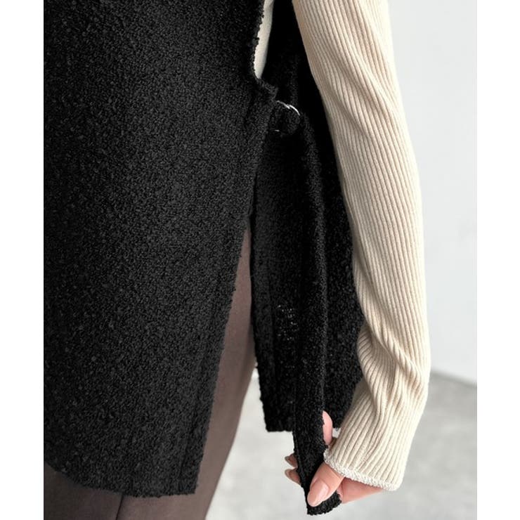 シンプルで洗練された大人の雰囲気を演出。サイドベルトブークレシングルジレベスト | Classical Elf  | 詳細画像25 