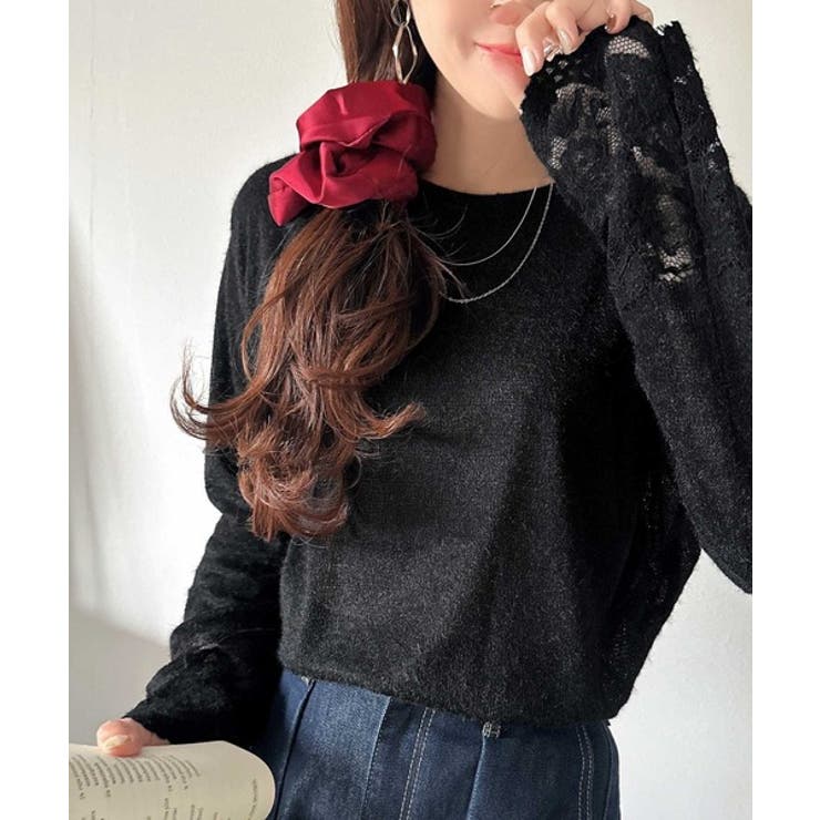 手元から華やぐ♪シーズンムード抜群、袖フラワーレース起毛トップス | Classical Elf  | 詳細画像10 